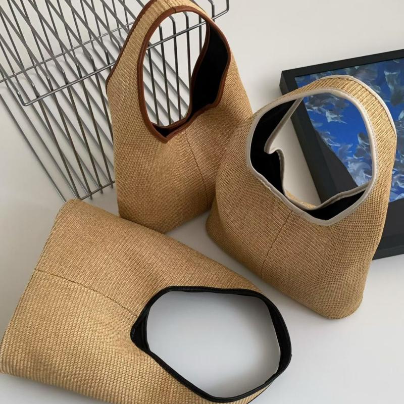 Retro Straw Shoulder Bag Stylish Simple Beach Travel Vacation Tote Bag Women Casual Versatile Handbag Summer New Underarm Bag