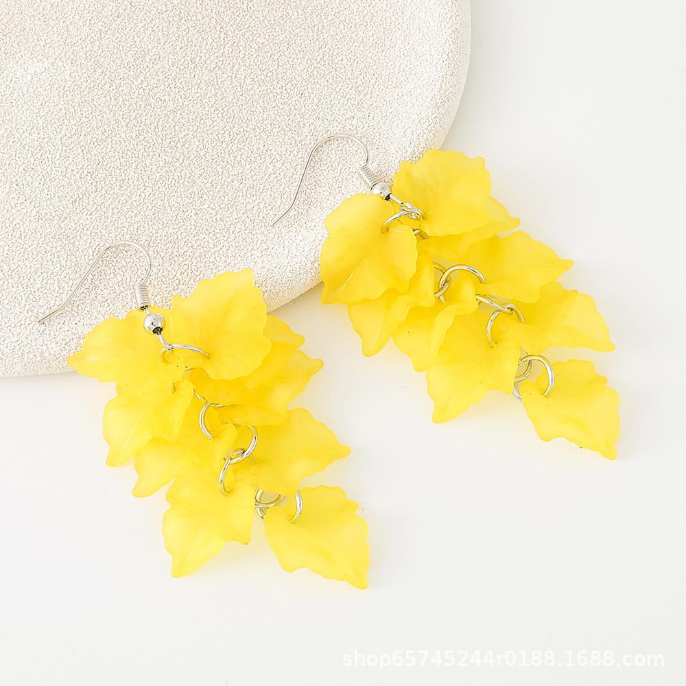 

Pinkdudu Fashion Rose Flower Petal Drop Earrings Acrylic Long Flower Earrings Women Jewelry PD2381 жёлтый