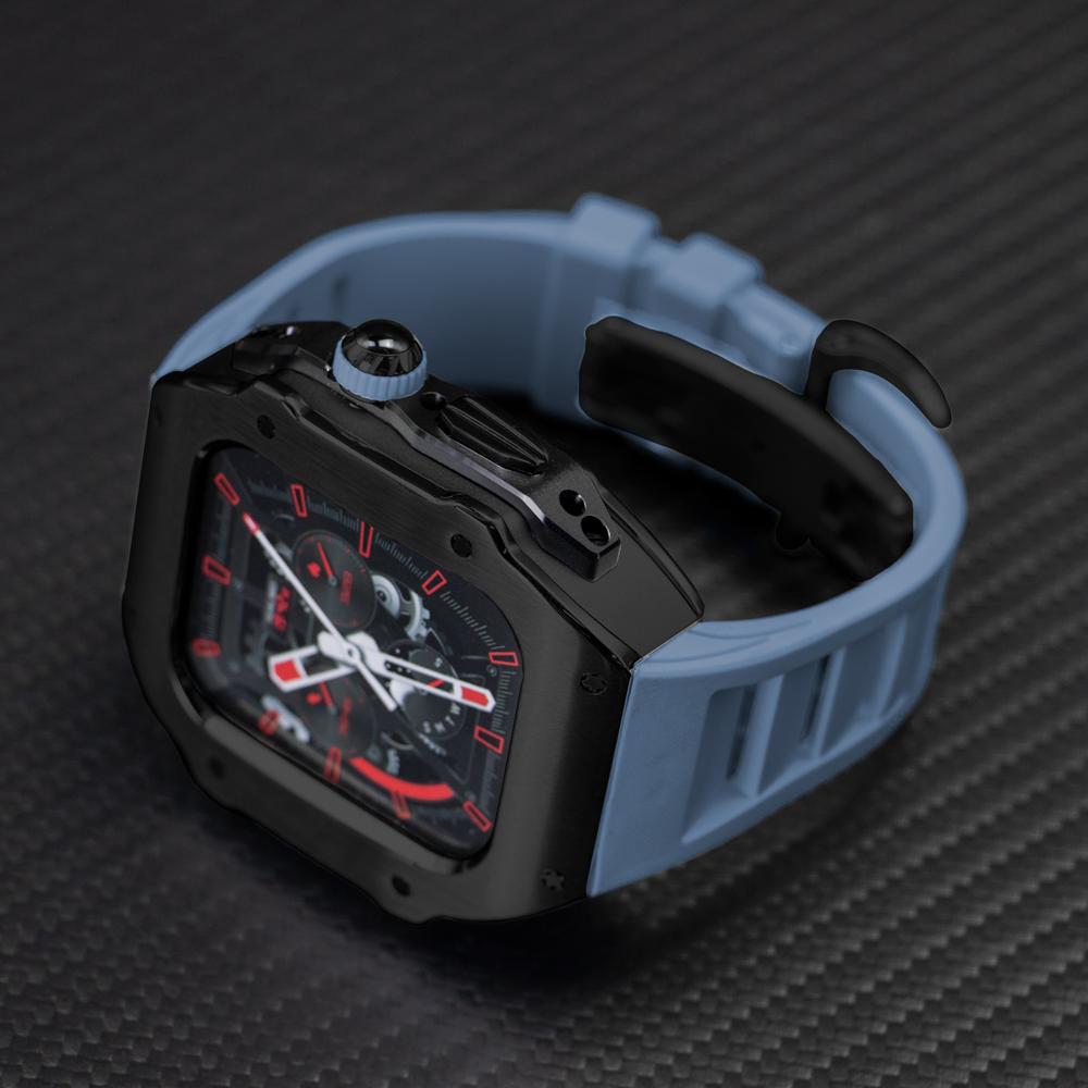 Stainless Steel Modification Kit For Apple Watch 8 Ultra 49mm 7 6 5 4 SE 44MM 45MM Case Sport ONLY Band iWatch Rubber Refit Mod