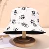 Shien Panda Muster Druck Eimerhut Damen Outdoor Reise Visier Beidseitig Tragbar