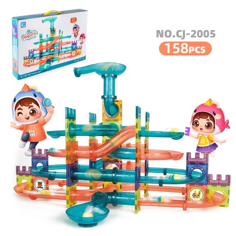 Children'S Science And Education Toys 158Pcs Magnetic Building Block Assembly Diy Variable Magnetic Puzzle Ball Track Set