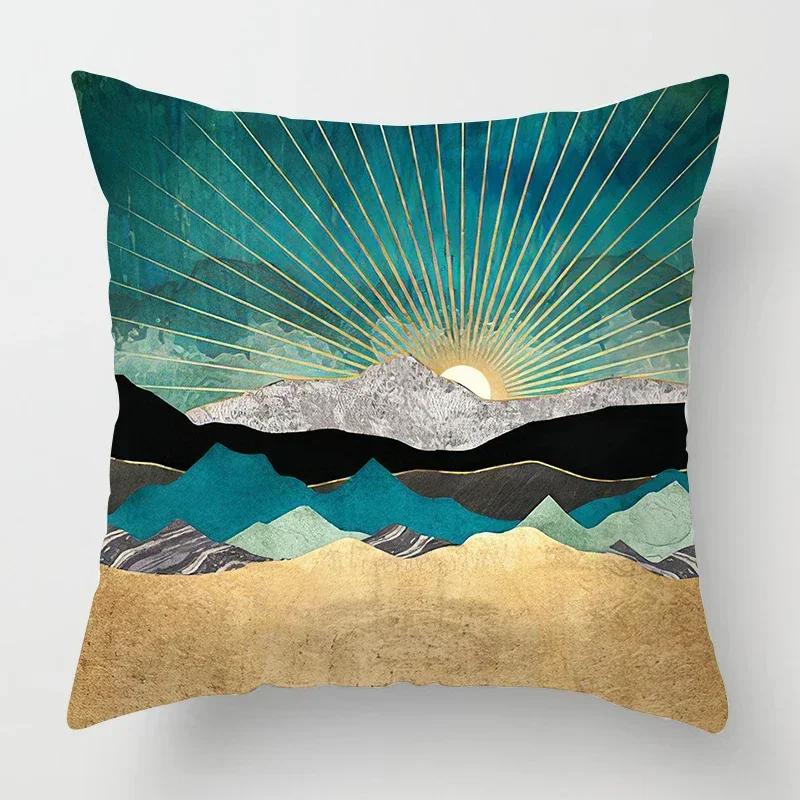 Nordic Mountain Moon Metal Painting Pillowcase Living Room Sofa Decoration Cushion Cover Home Decoration Cushion Cover