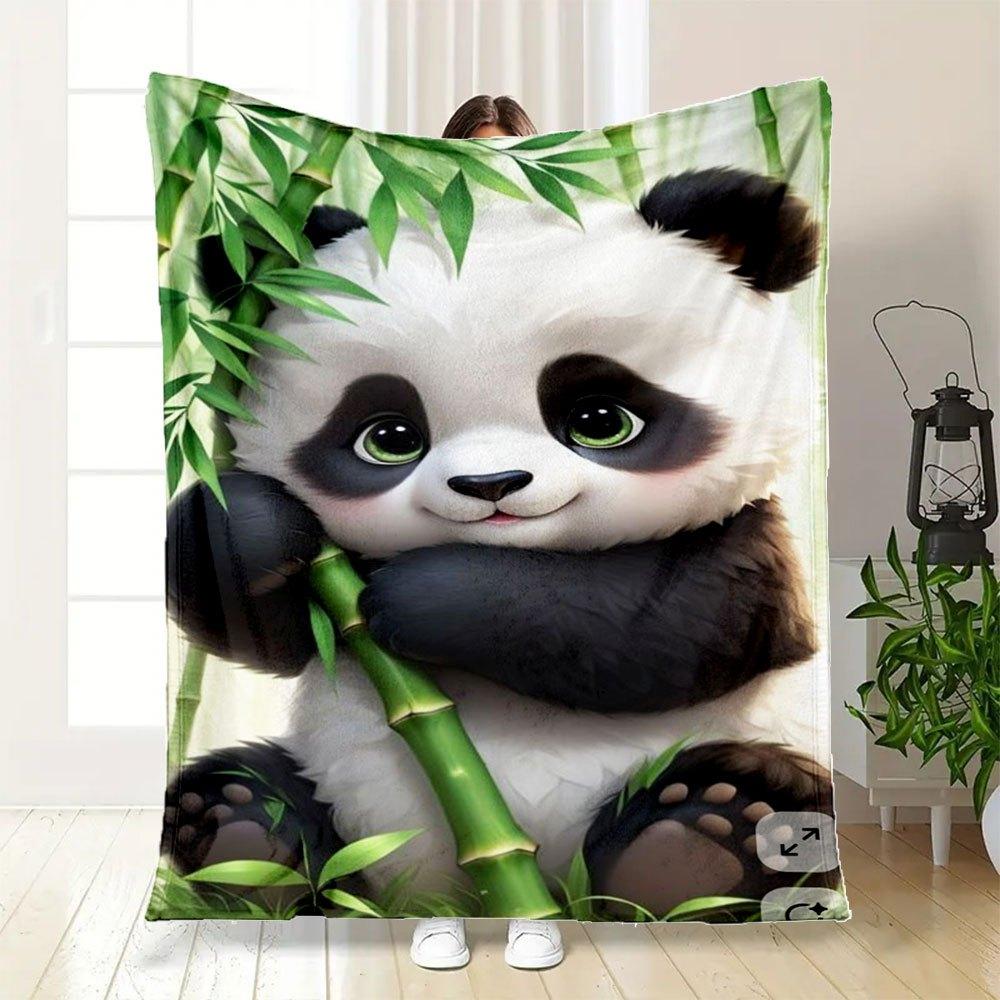 Cute Panda Bamboo Wall Sticker Decal for Kids Room DecorBlanket Flannel Throw Blanket for Sofa, Bed, Travel, Camping, Office, Couch, Chair,