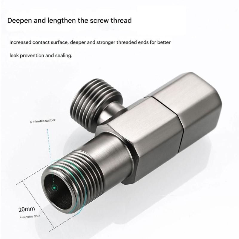 Brass Turn Angle Stop Valves Bathroom High Flows Hot/Cold Water Shut Down Valves Water Flows Control Valves Enduring
