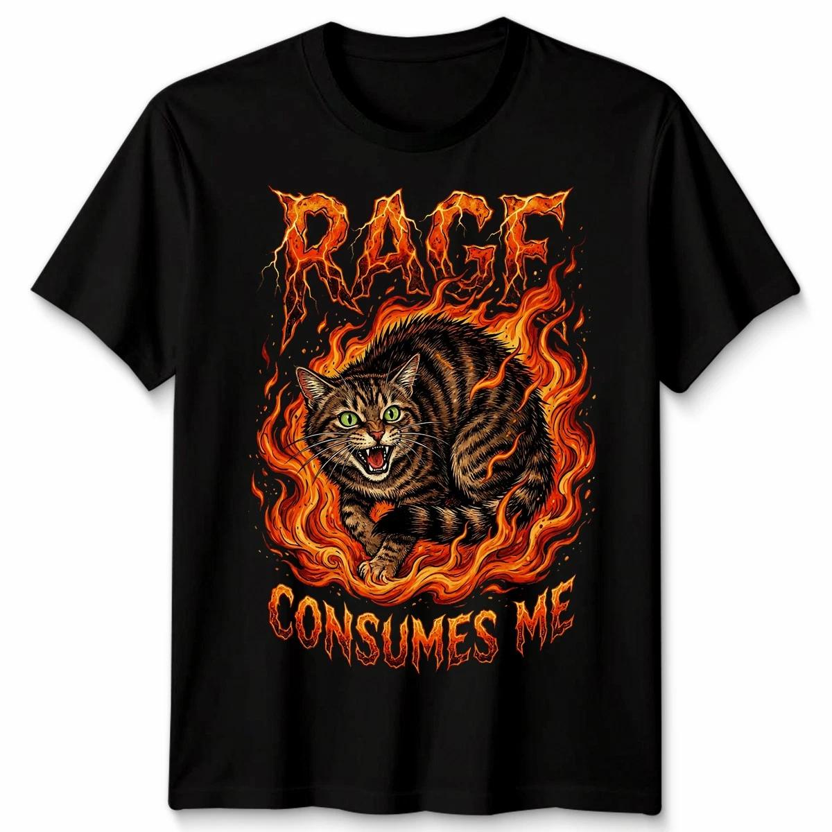 Rage Consumes Me Angry Cat Meme Funny Silly Slogan Mens Womens T-Shirt 3XL