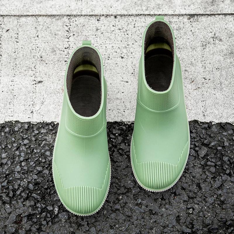 Regenstiefel Damen Rutschfeste Wasserdichte Schuhe Outdoor Verschleißfeste Gummischuhe Küchenarbeit Wasserdichte Stiefel Kurzer Schaft