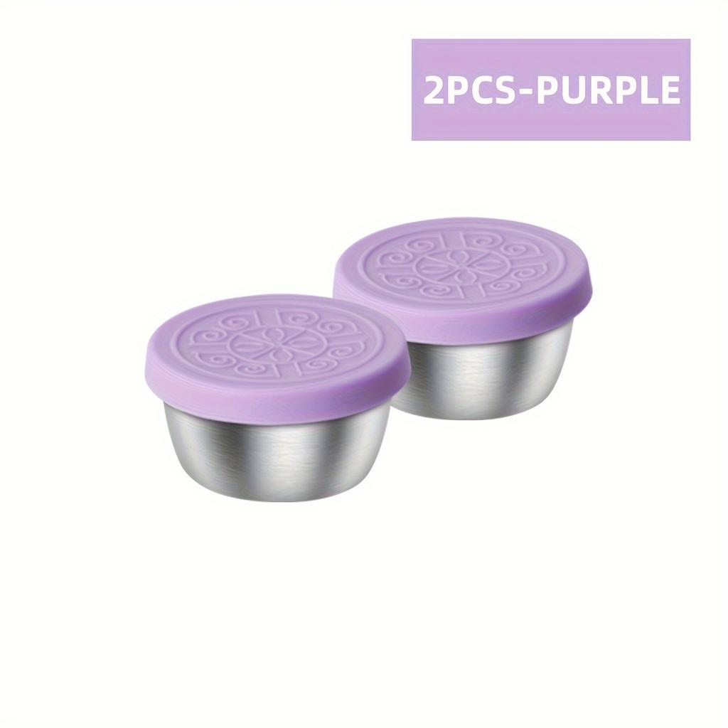 1.6 oz Stainless Steel Salad Dressing Containers with Leak-proof Silicone Lids. Ideal for Lunch Boxes, Picnics & Travel.