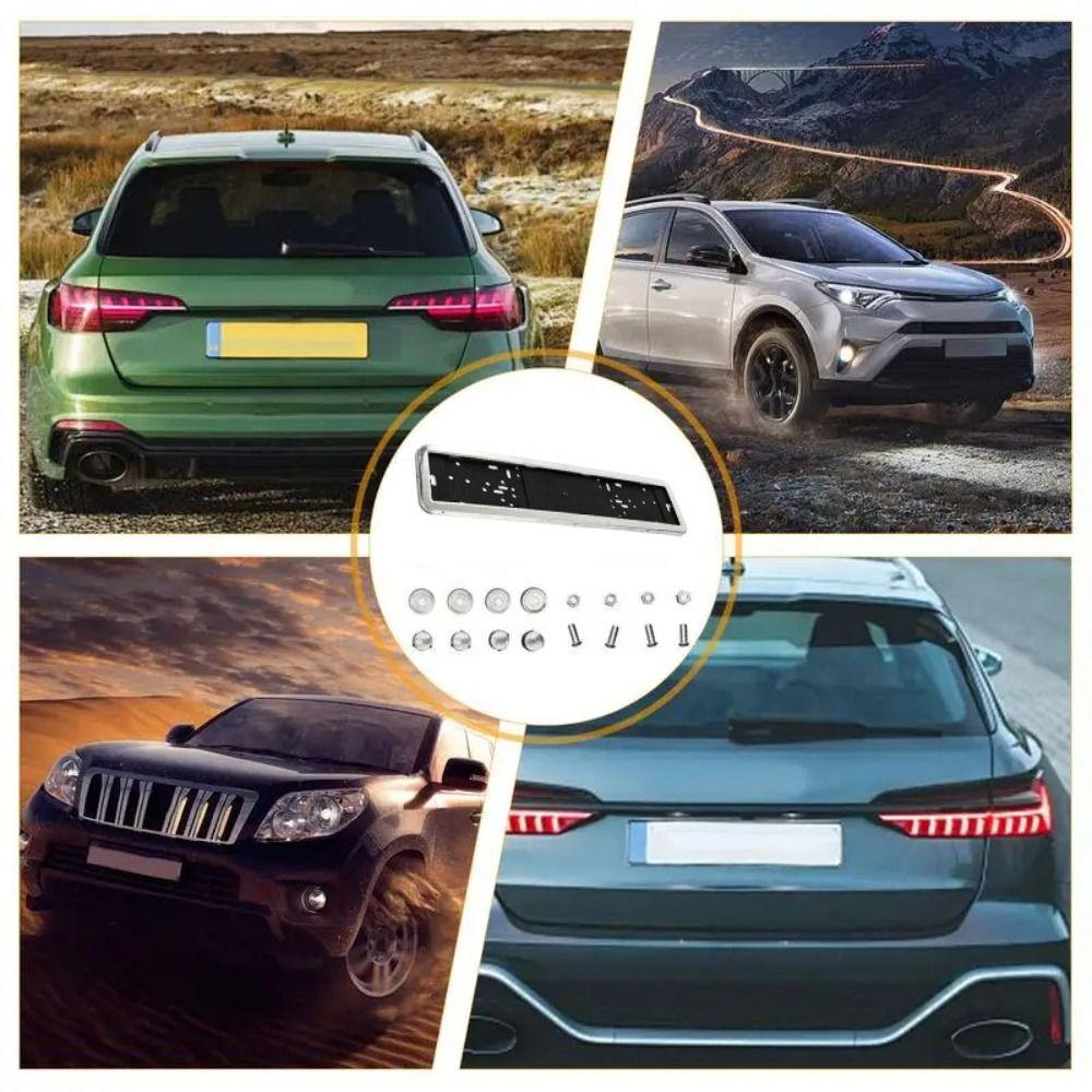 Stainless Steel Car License Number Plate Holder License Plate Frame  Vehicles Exterior Decoration