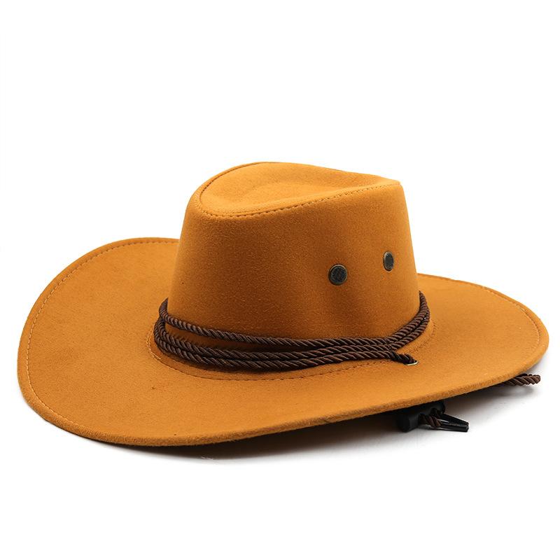 Suede Jazz Hat Men's Vintage Wide-brimmed Top Hat Summer Windproof Sun Hat European and American Hat