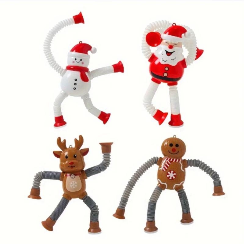 

4 шт. Телескопические игрушки-трубки, Рождественское украшение, Игрушка-трансформер. Рождественский кулон Дед Мороз/Снеговик/Олень/Пряничный человечек