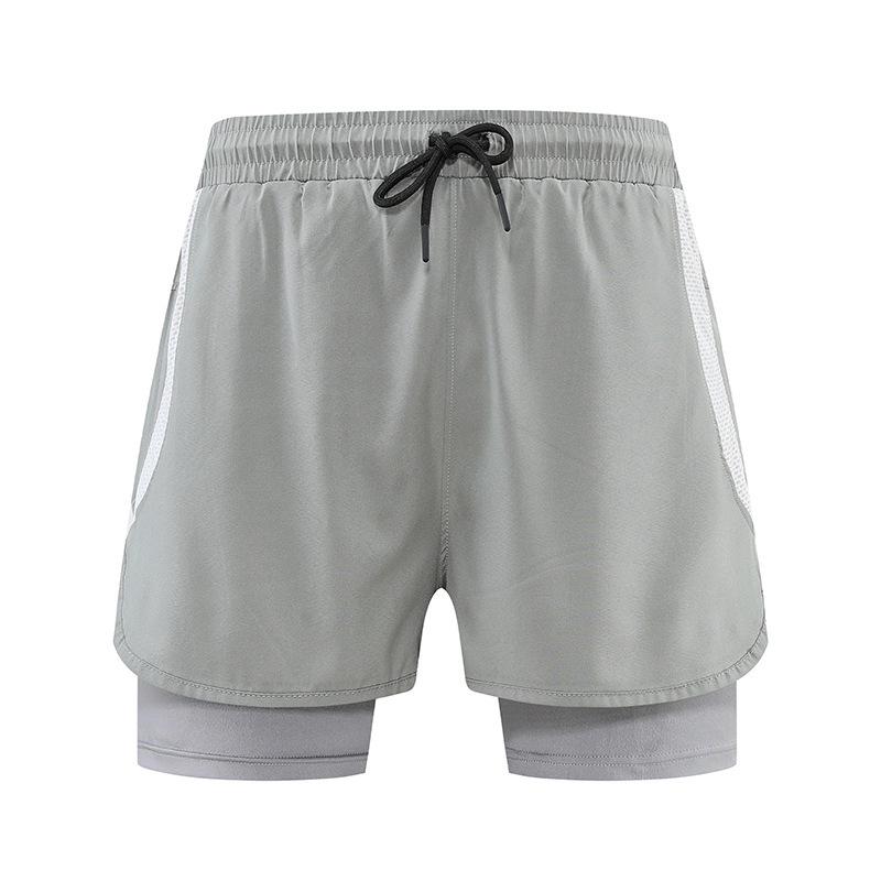 Men's Quick-Dry 3/4 Running Shorts with Phone Pocket, Layered Design, Anti-Exposure Fitness Pants for Morning Runs.