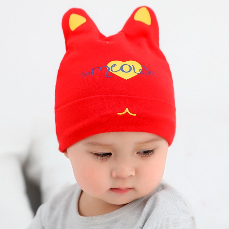 Unisex Baby Cotton Cat Heart Pullover Hat for Spring & Autumn