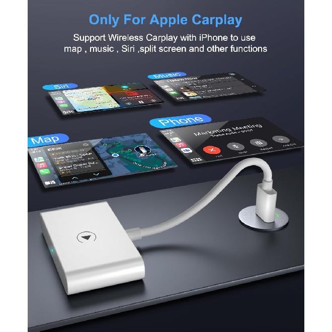 Wireless CarPlay Adapter for iPhone - Converts Wired to Wireless CarPlay, Plug &amp; Play, Easy Installation - Compatible with BMW, Lexus, Ford,