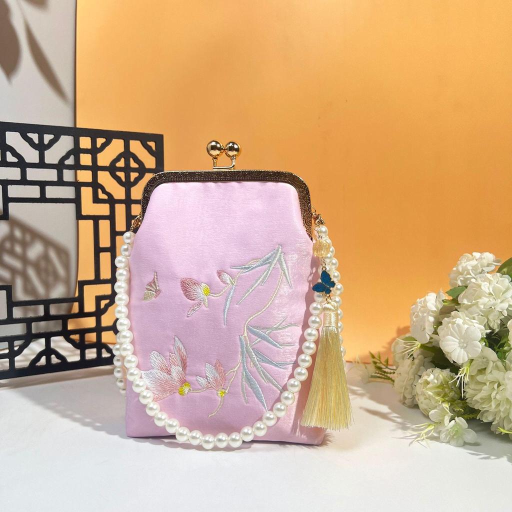 Ancient Style Single Shoulder Crossbody Cheongsam Bag with Embroidery Clasp Handbag