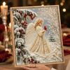 Holiday DIY Ornaments Christmas Faux Pearl Painting Kit, Santa Reindeer Art Relaxing Hobby Kits 3D Angel Wall Craft Kit for Adults, Festive Home Decor