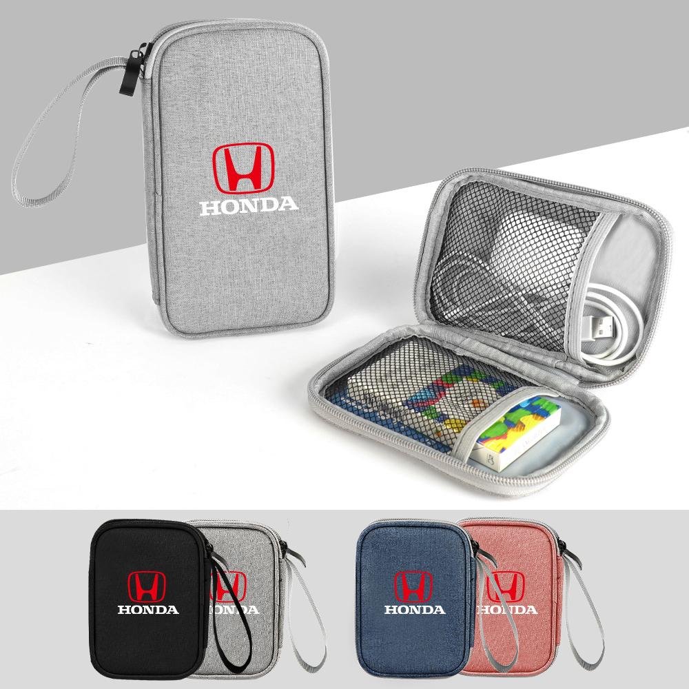 Car Travel Organizer Portable Key Case Earphone Storage Bags For Honda Mugen Typer ACCORD Airwave Avancier Civic FK8 FIT GK5 CRV RF6