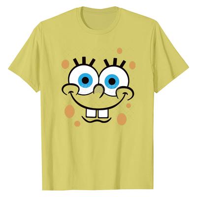 SpongeBob SquarePants Animation Printed Cotton T-shirt Men Women Casual Round Neck Top Short Sleeved T-shirt