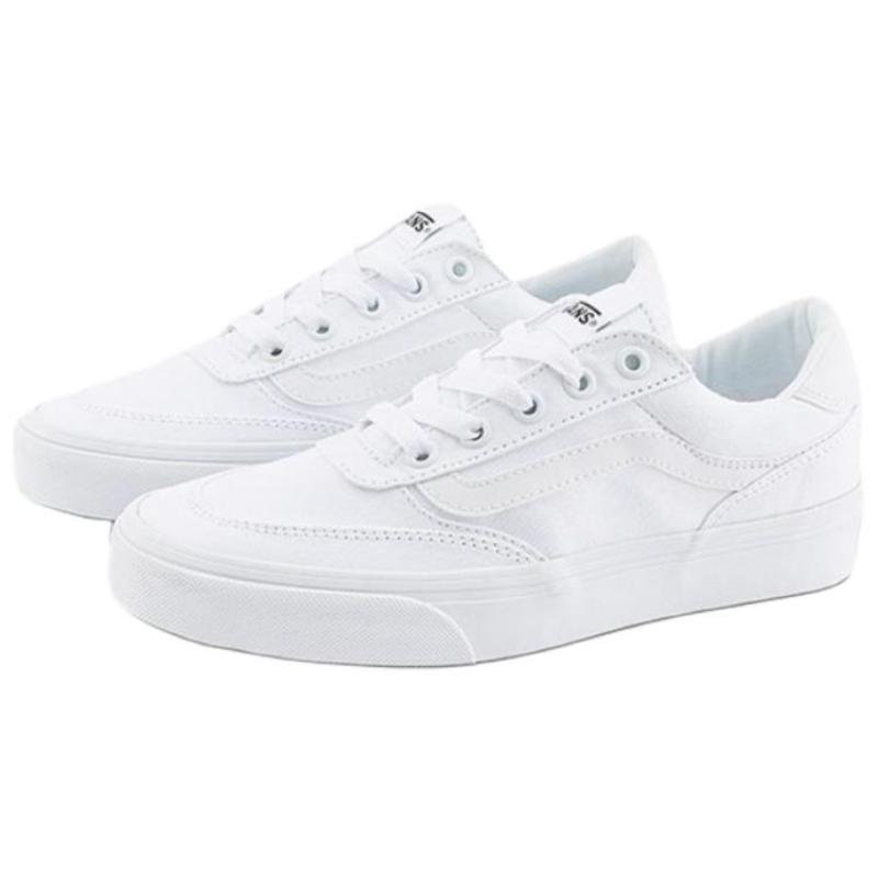 Vans Brooklyn LS Slip Resistant Abrasion Resistant Low Top Skateboard Shoes Women's White Sneakers VN000D7UWWW