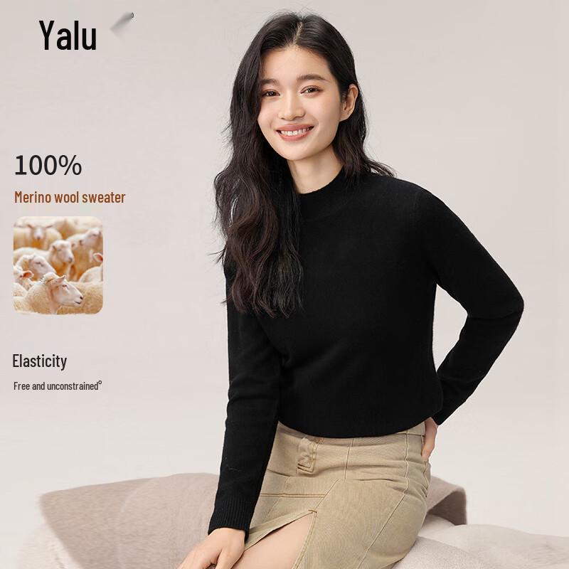 

Женский свитер Yalu из 100% чистой шерсти с полуворотником XL