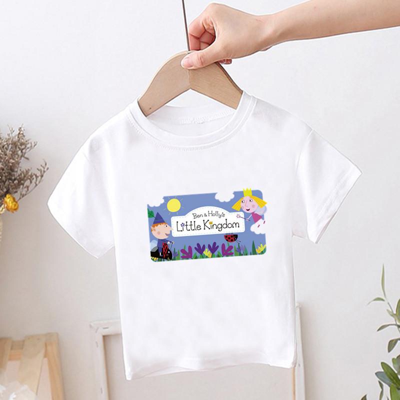 

Children Cartoon Print Ben And Holly Kingdom Funny T-shirts Kids Cute Summer Tee Casual Tops Baby Clothes For Boys/Girls 140