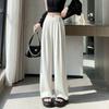 New Chinese Style 2025 Spring/Summer Women's High Waist Plus Size Wide-Leg Pants with Frog Buttons