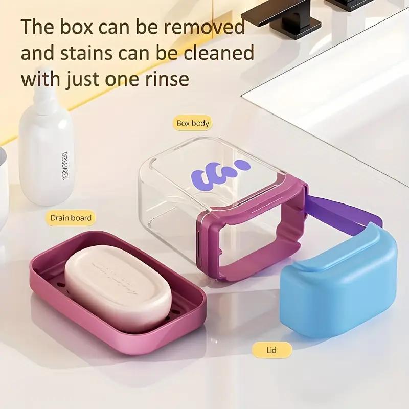 Portable Soap Box Travel Mini Soap Box Sealed Drain with Lid Soap Box Transparent Light Luxury High-end