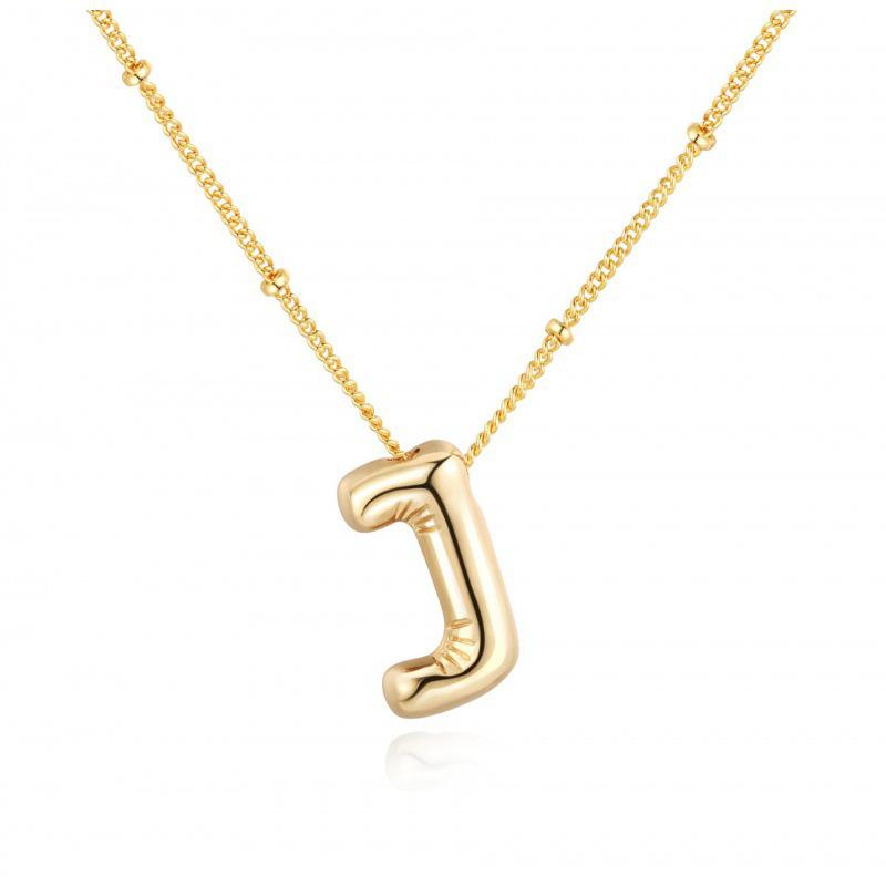 Minimalist Copper-Plated Gold Alphabet Pendant Sweater Chain Jewelry