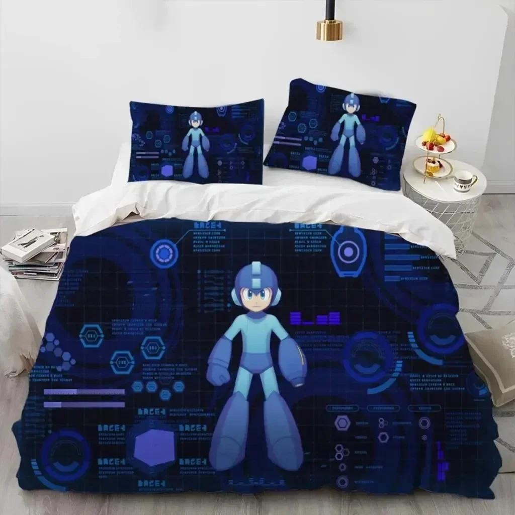 3D Rockman Megaman Spiel Cartoon Bettwäsche Set Bettbezug Laken Druck Bett Set Kissenbezug Full Queen King Size Bettdecke Schlafzimmer