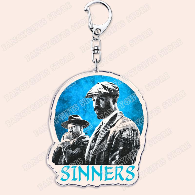 

Horror Sinners Movie Keychains for Accessories Bag Scary Vampire Film Ryan Coogler Keyrings Jewelry Fans Friends Gifts