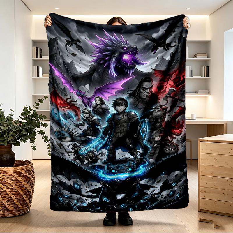 How to Train Your Dragon Print Blanket - Soft & Comfortable, for Bedroom, Travel, Sofa, Home Decoration - Birthday Christmas Gift for Friend