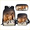 Grasland Pferdemuster dreiteiliges Rucksack-Federmäppchen-Umhängetaschen-Set lässig 3D-bedrucktes Rucksack-Set