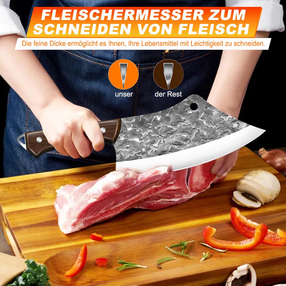 Hochkohlenstoffstahl Klinge Metzger Messer Set Handgeschmiedet mit Ergonomischem Holzgriff Küchenmesser Set