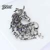 Metal Brooch Pin Alloy Horse Head Design with Sparkling Rhinestones