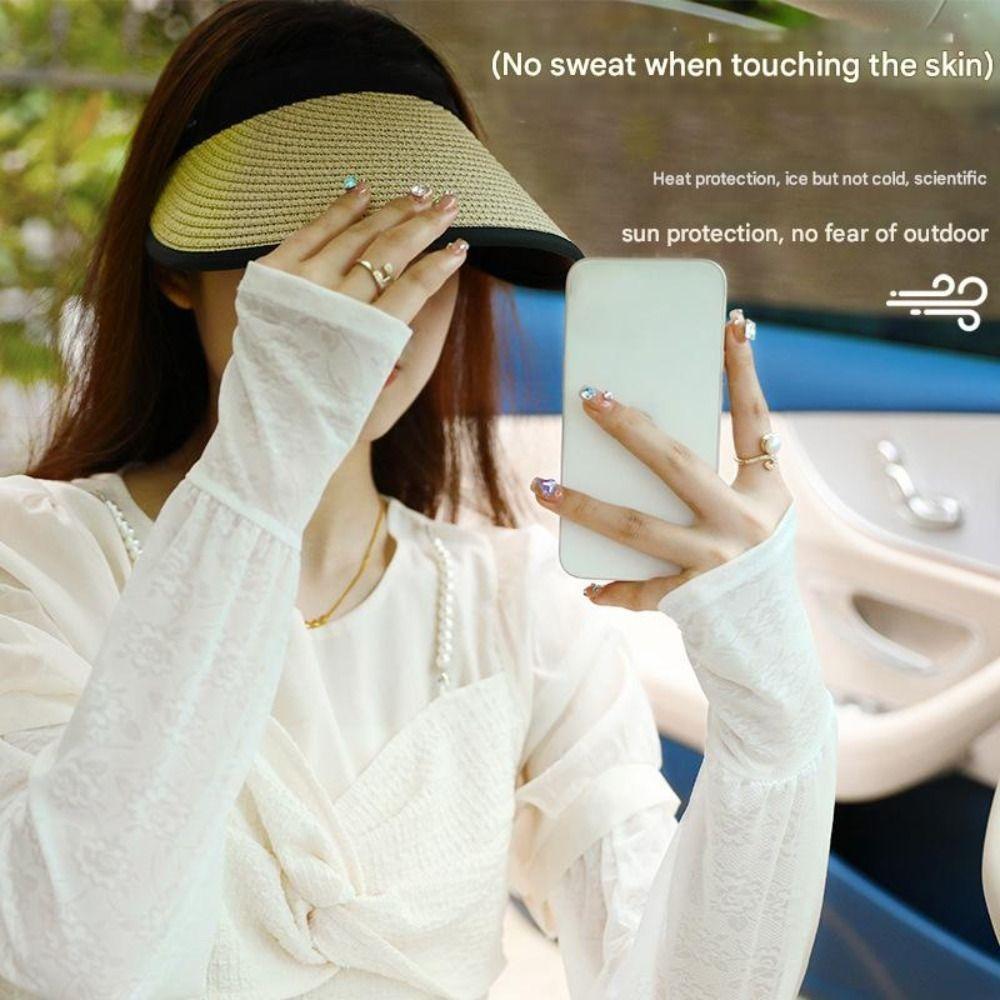 Lace Ice Silk Arm Sleeves Breathable Ice Silk Long Gloves New Cooling Sleeve  Cycling