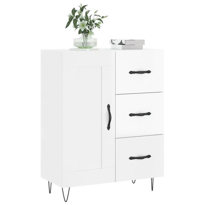 VidaXL Buffet High-Gloss White 69.5x34x90 Cm Engineered Wood 830254