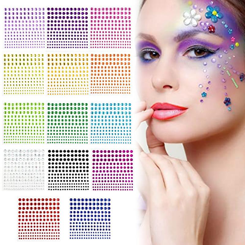 1Sheet 165Pcs 3456Mm Rhinestone Stickers Crystal Jewels Stickers Self Adhesive Face Body Gem Stickers Diy Decorative Crafts
