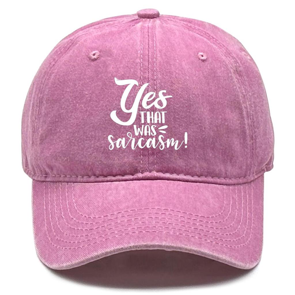 Yes That Was Sarcasm" Print Adjustable Sun Hat, Flat Cap Hip Hop Simple Adjustable Strap Sun Protective Snapback Baseball Cap