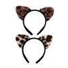 Leopard Pattern Cats Ear Hairhoop for Women Girl Cosplay Costume Hairband Halloween Theme Party Dressingup Headpiece
