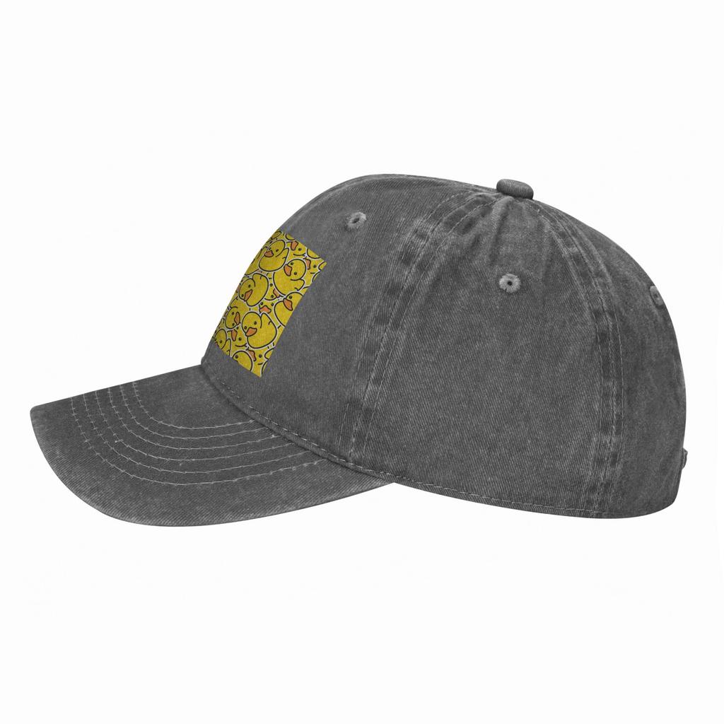 Yellow Bathtime Rubber Ducks Pattern Denim Fabric Cap Casual Baseball Caps Adjustable Hat Summer Unisex Baseball Hats