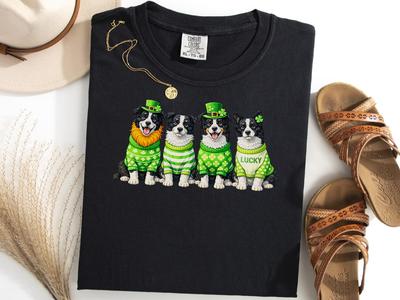 Border Collie St Paddys Day Shirt, Irish Collie Shamrock Tee, Dog Lover Gift