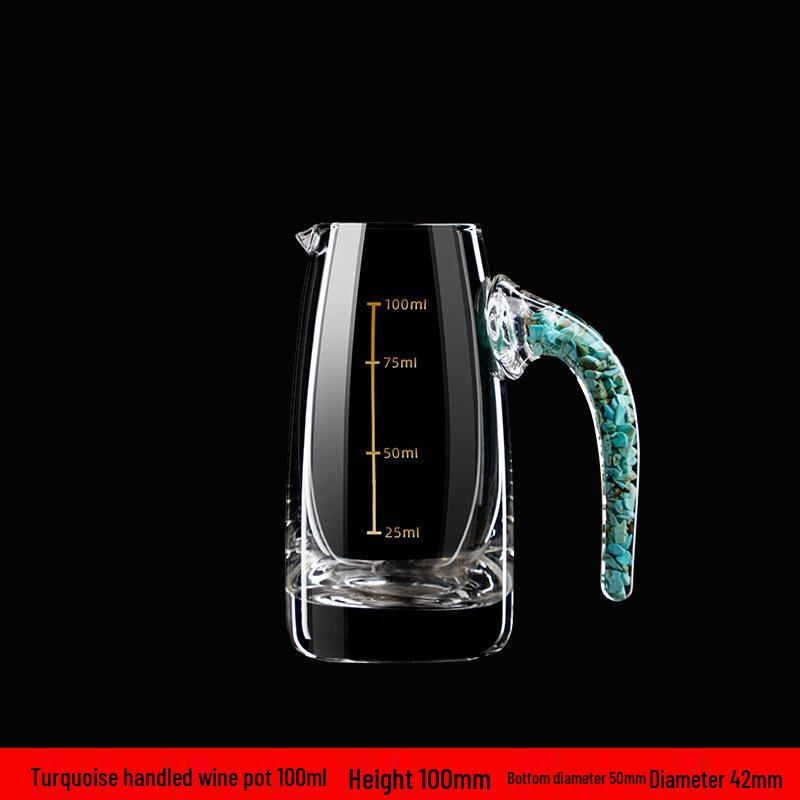 

Gold Foil Crystal Mountain Glass Baijiu Decanter Set with Handle - Chinese Style Shot Glasses and Liqueur Cups