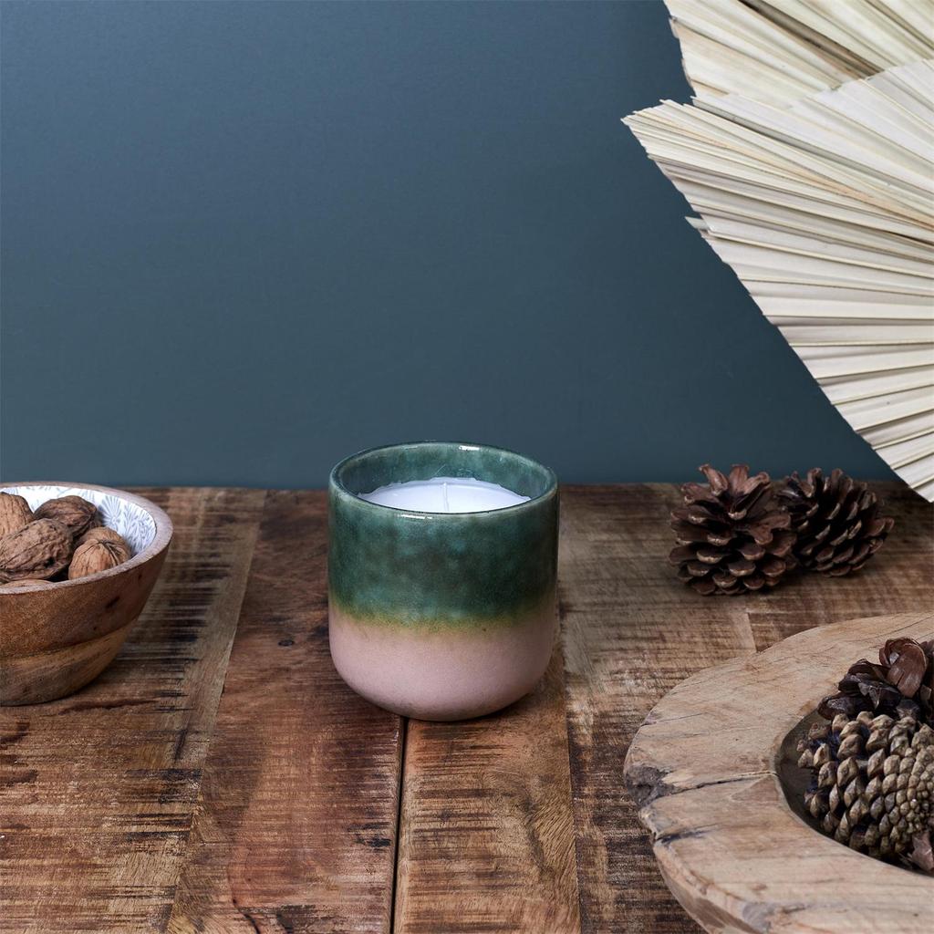 Glaze S Candle Green In Ceramic Casing 9 X 9 X 9 Cm