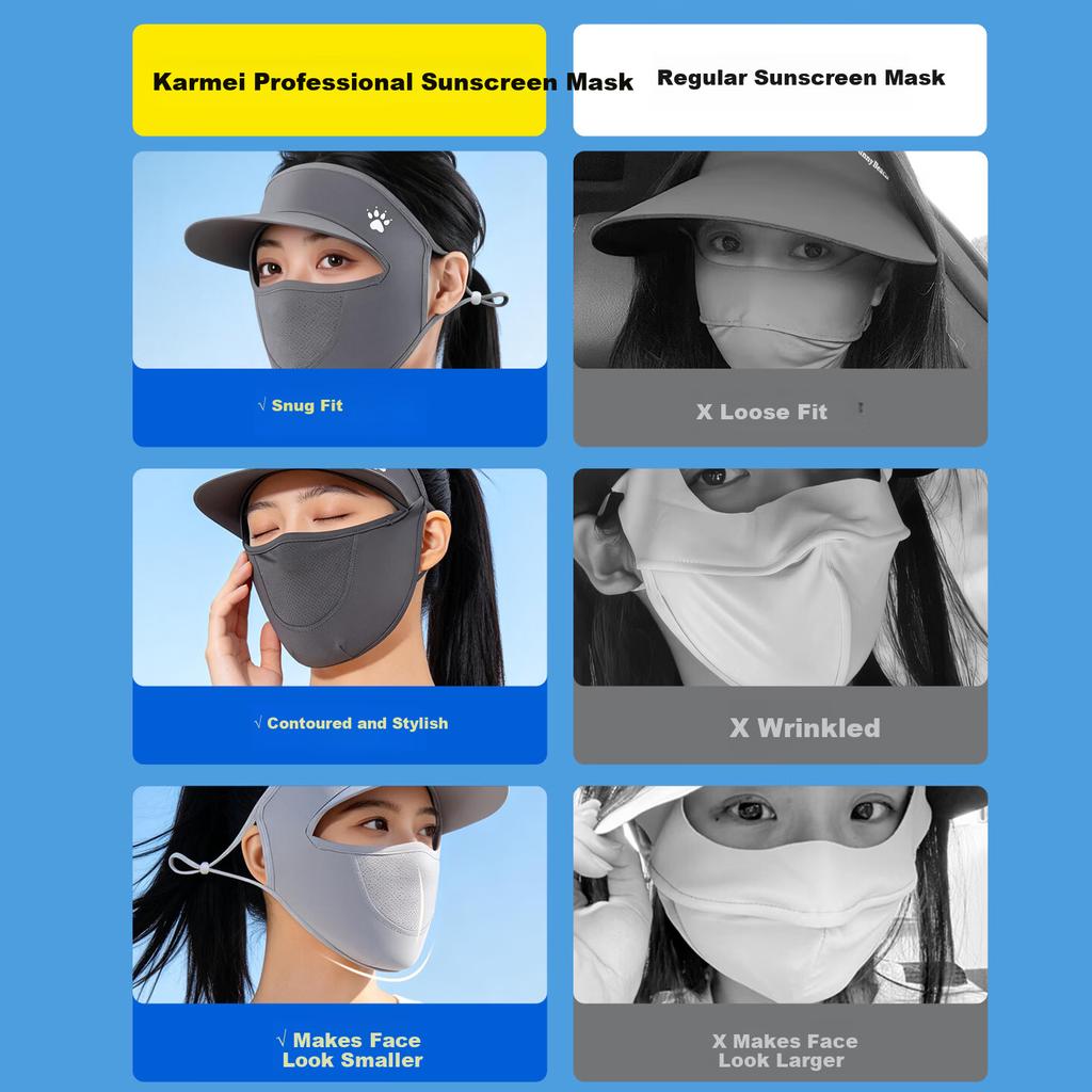 KELME Sun Protection Hat with Full Face Mask Unisex UV Protection Neck Guard Cap