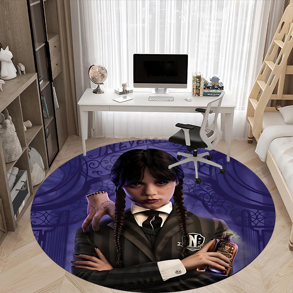 1PC Wednesday Addams Office Round Rug, Non-slip, Soft and Durable Office Rug for Interior Decoration, Perfect for Office, Beautiful Decoration