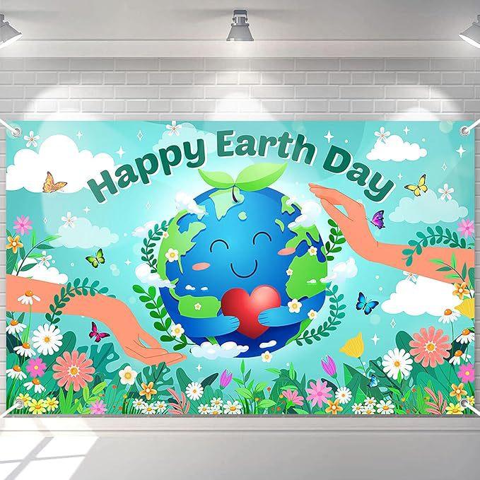 Banner de Decoración de Fondo Feliz Día de la Tierra 22 de Abril Decoración de Fiesta Ambiental Interior y Exterior