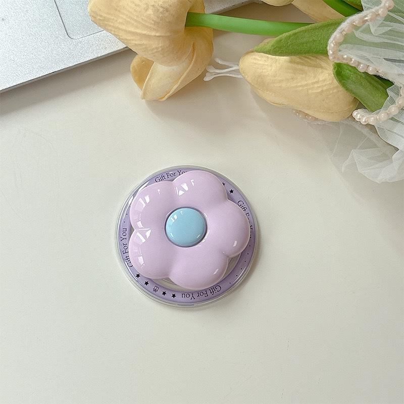 Hyuna Style Solid Color Floral Phone Holder with Magnetic Magsafe, Stable Retractable Design.