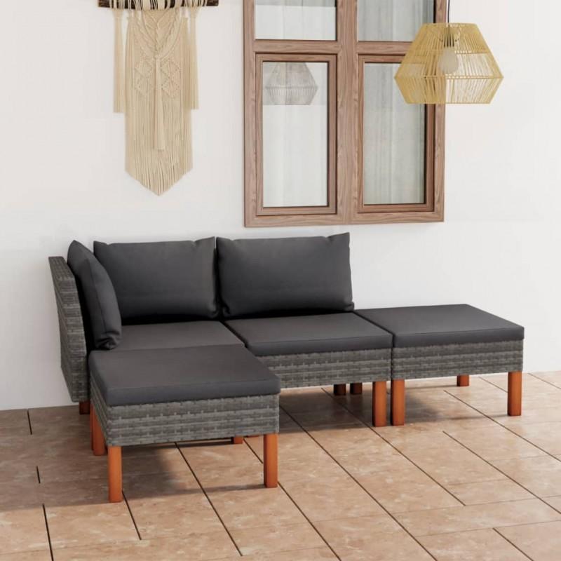 Day and Night - Day and Night Garden Furniture Set 4 Pieces and Gray Synthetic Rattan Cushions
