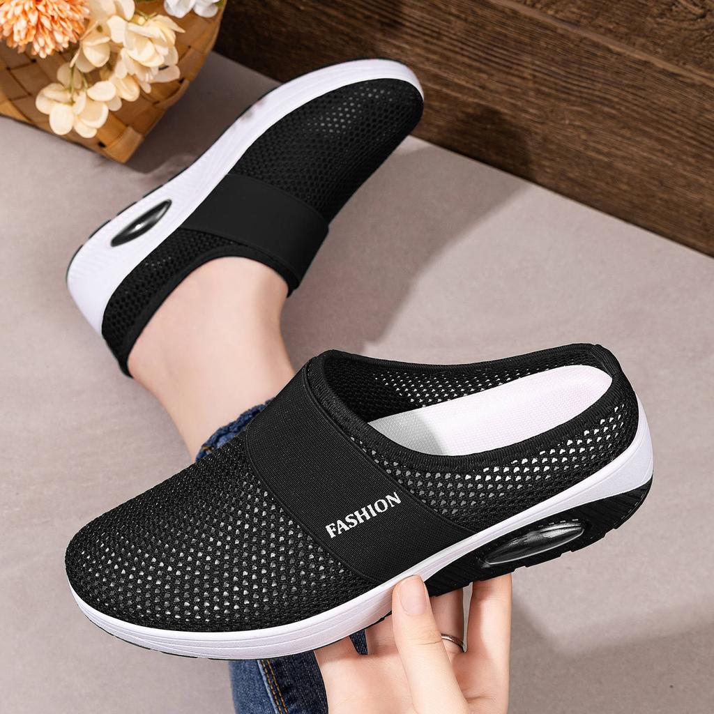 Slip On Mesh Shoes Lightweight Breathable Casual Walking Sneakers with Elastic Band and Air Cushion Sole for Daily Wear