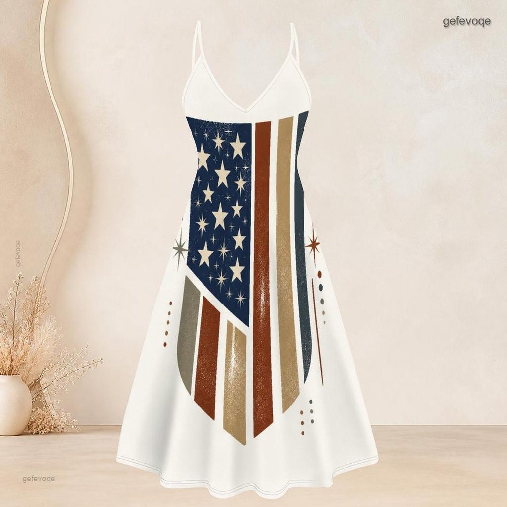 Women Plus Size Two Piece Set V Neck Strappy Flared Dress Short Sleeve Draped Cardigan American Eagle Printed