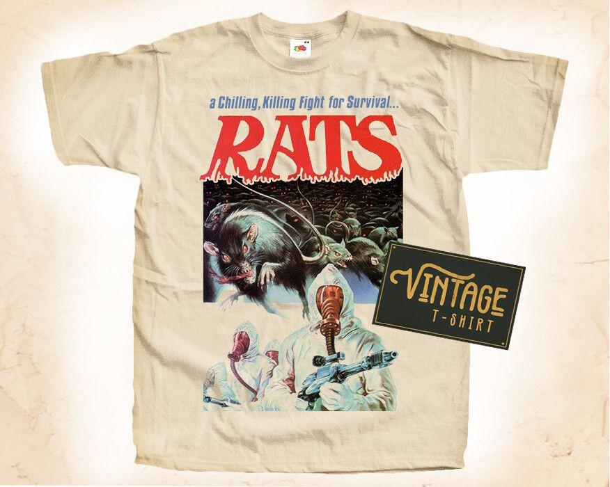 Unisex Shirt Cotton Oversize Large Size RATS T Tee Movie Poster Vintage Natural S